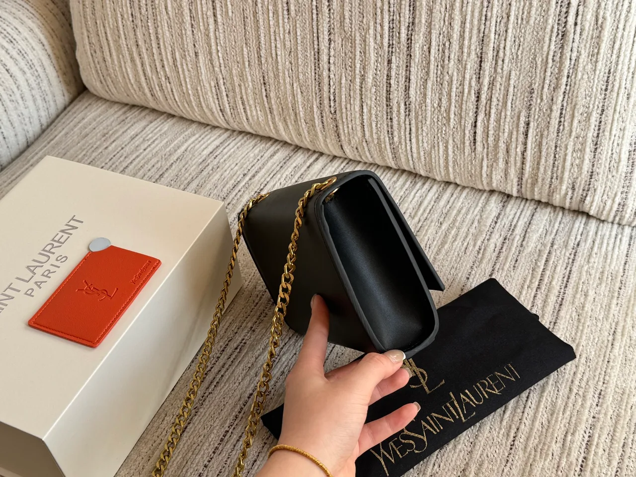 Saint Laurent Monogram chain wallet in Black & White · view 4