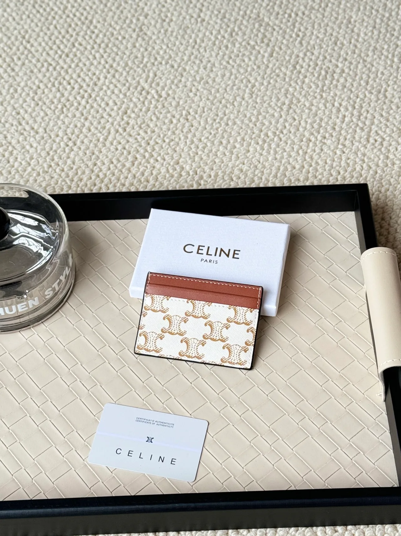 Celine Zip Cardholder in White · view 3