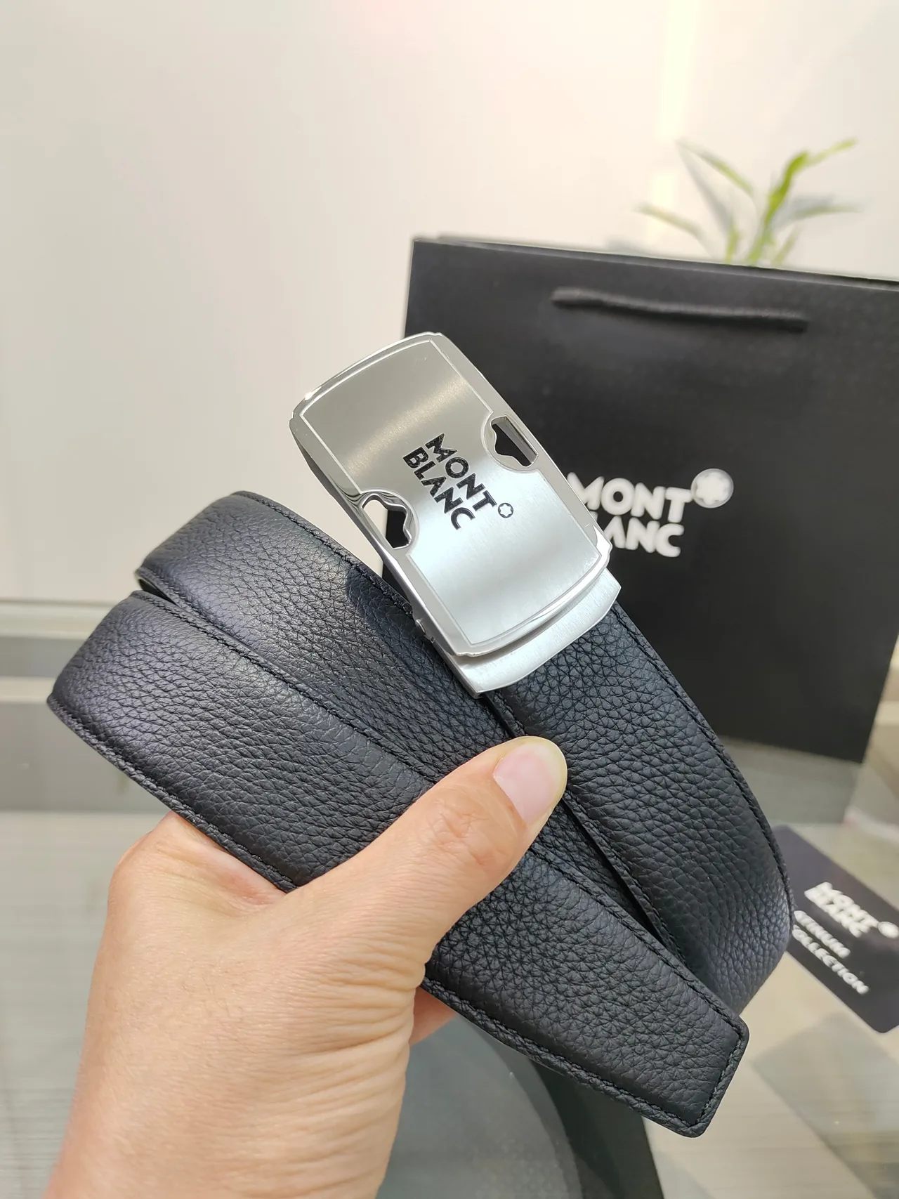 Montblanc Calfskin Glossy Belt in Black · view 4