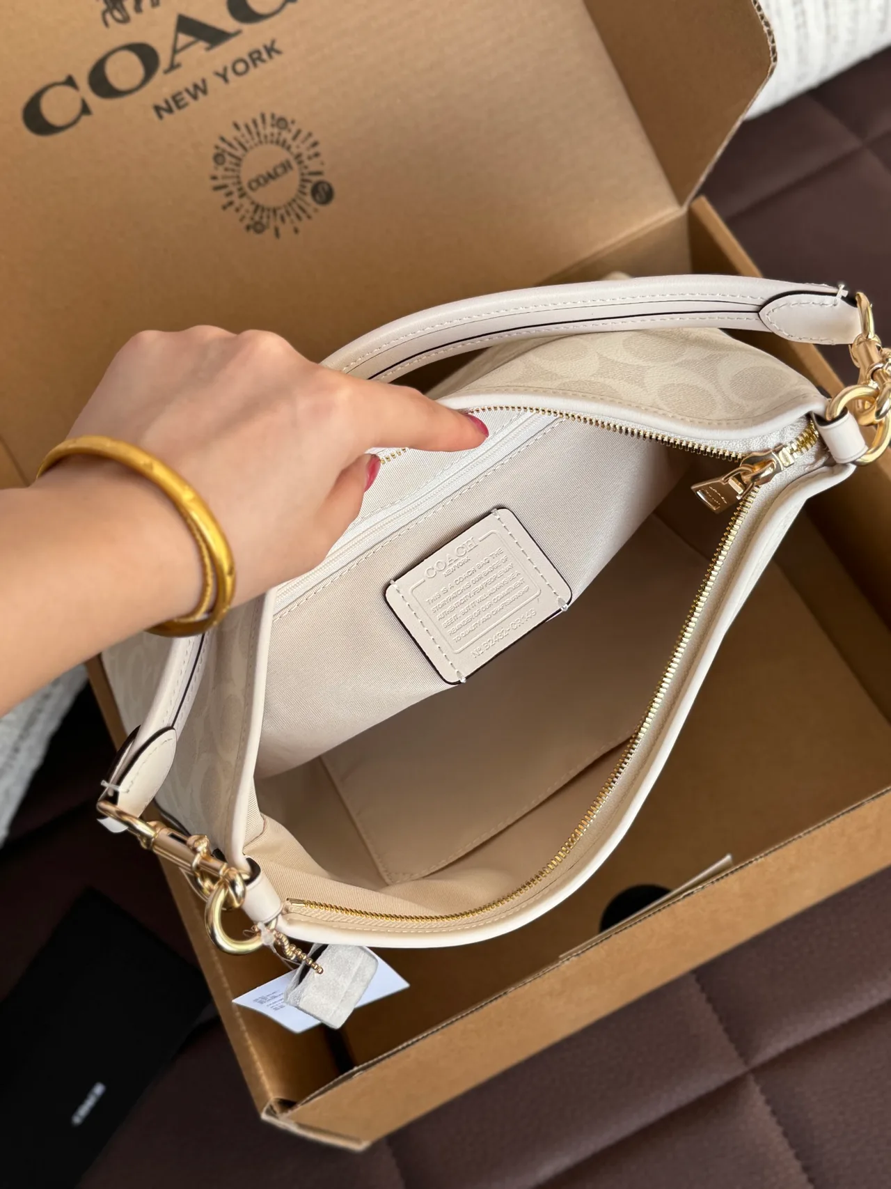 Coach Glossy Hobo Bag in White · view 8