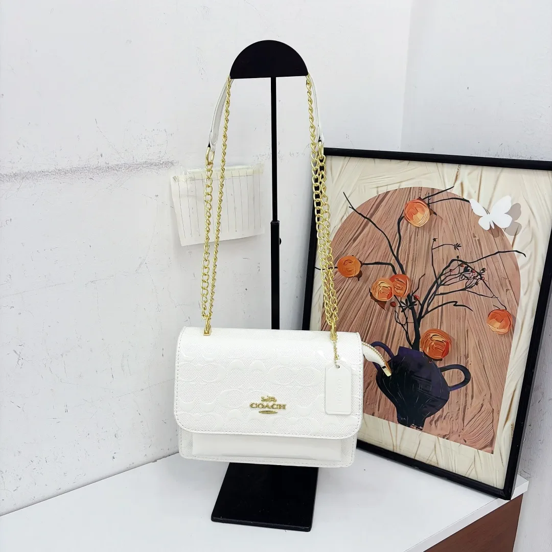 Coach Chain Flap Bag in Tan & Brown & Green & White & Red & Black · view 4
