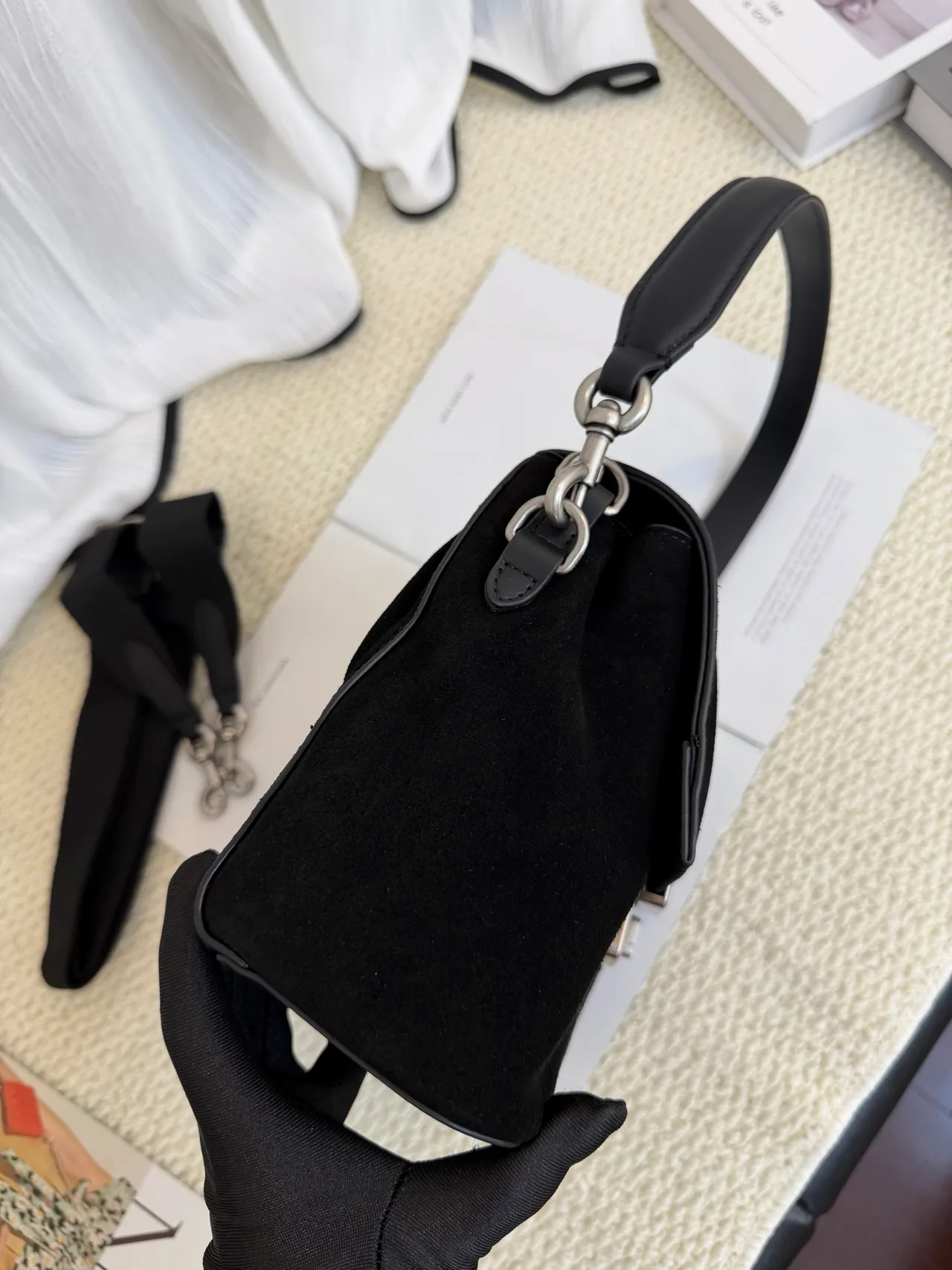 Marc Jacobs Cowhide Matte Top-Handle Bag in Black · view 7