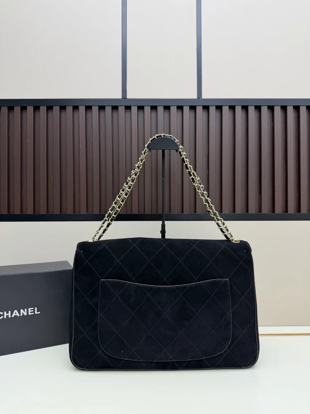 Chanel Suede Quilted Crossbody Bag in Black · view 2
