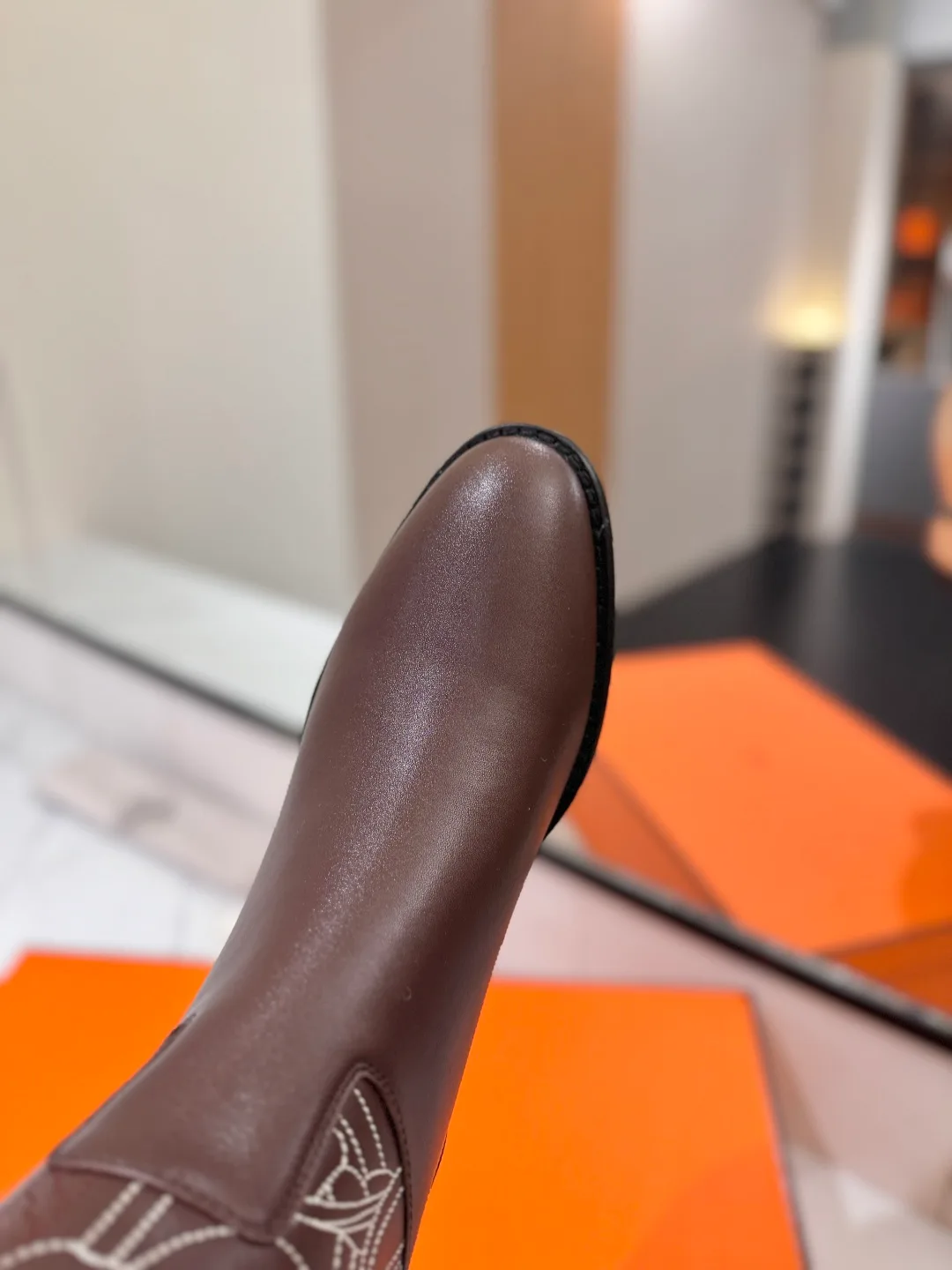 Hermes Cowhide Riding Boots in Brown · view 8
