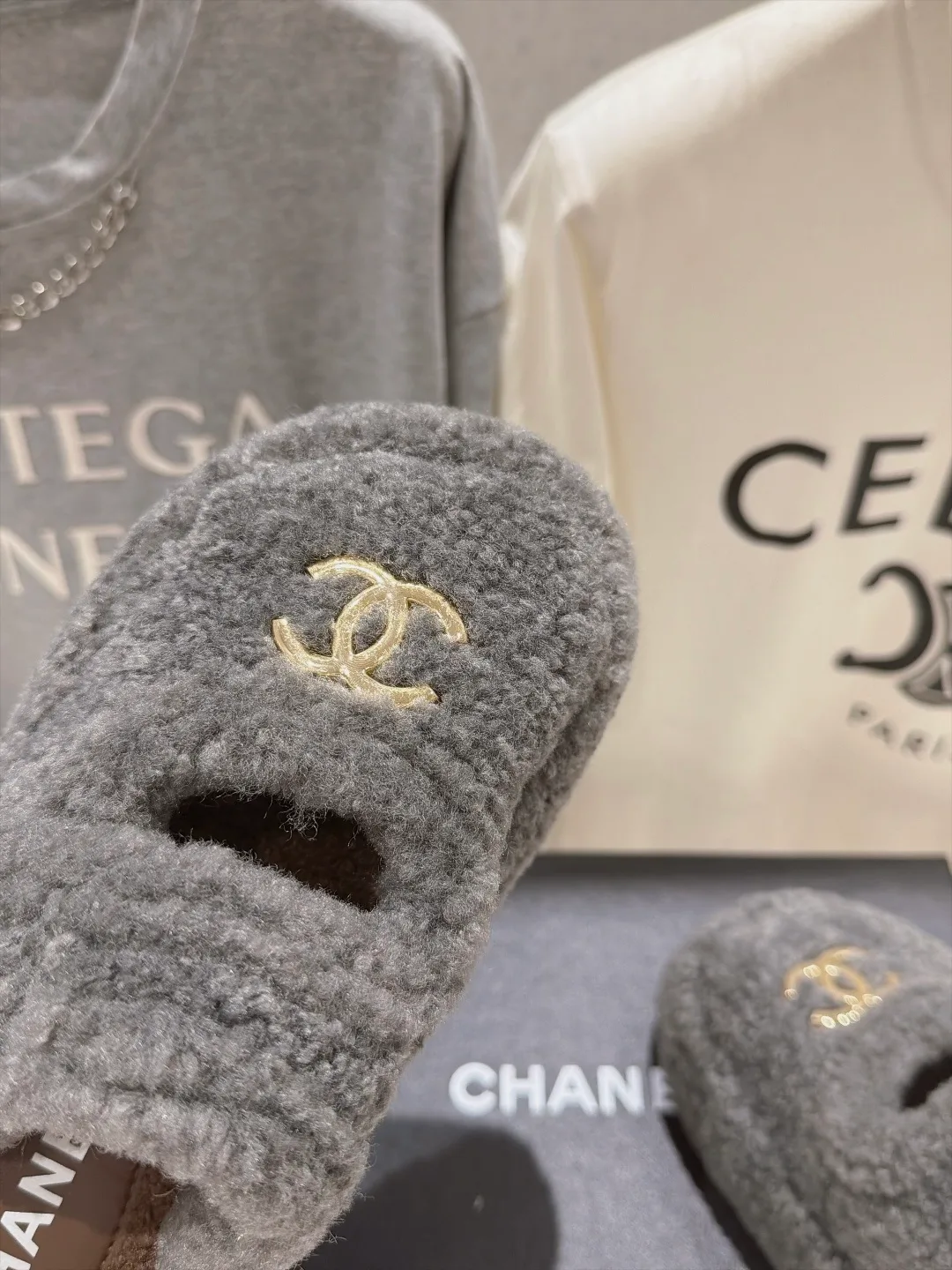 Chanel Slippers in Grey · view 6