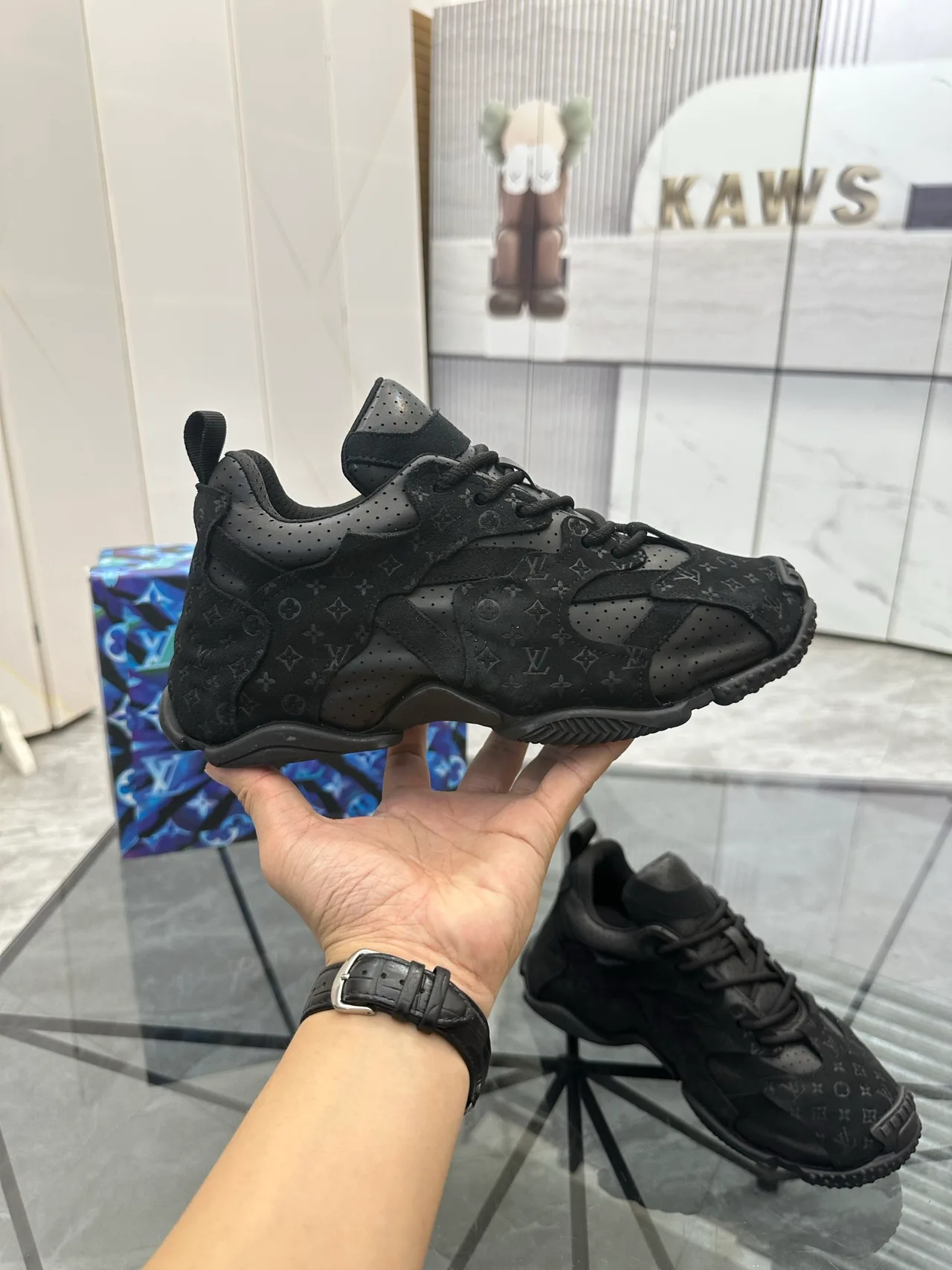 Louis Vuitton Cowhide Sneakers in Black · view 4