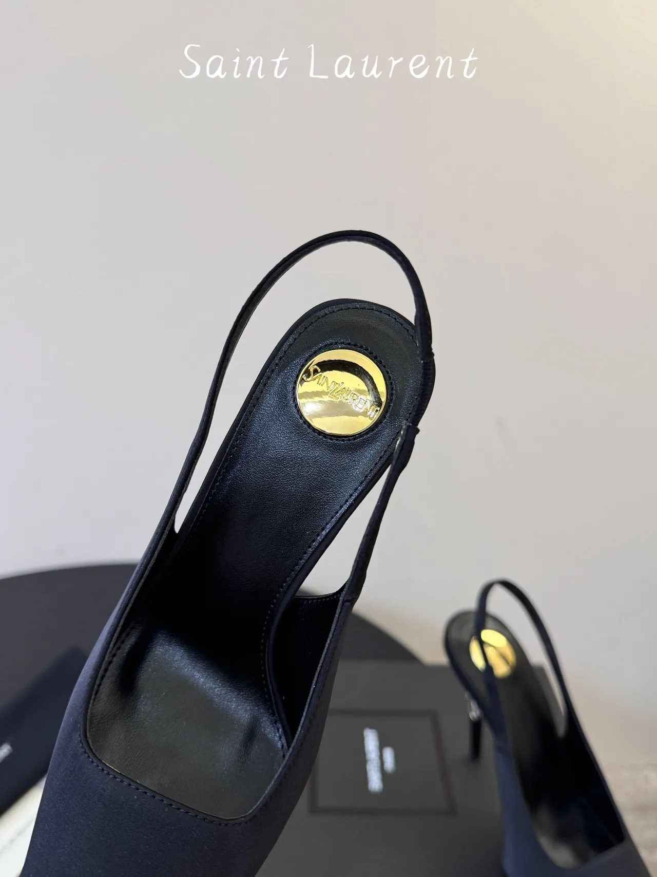 Saint Laurent Glossy Pointed-Toe Sandals in Black · view 7