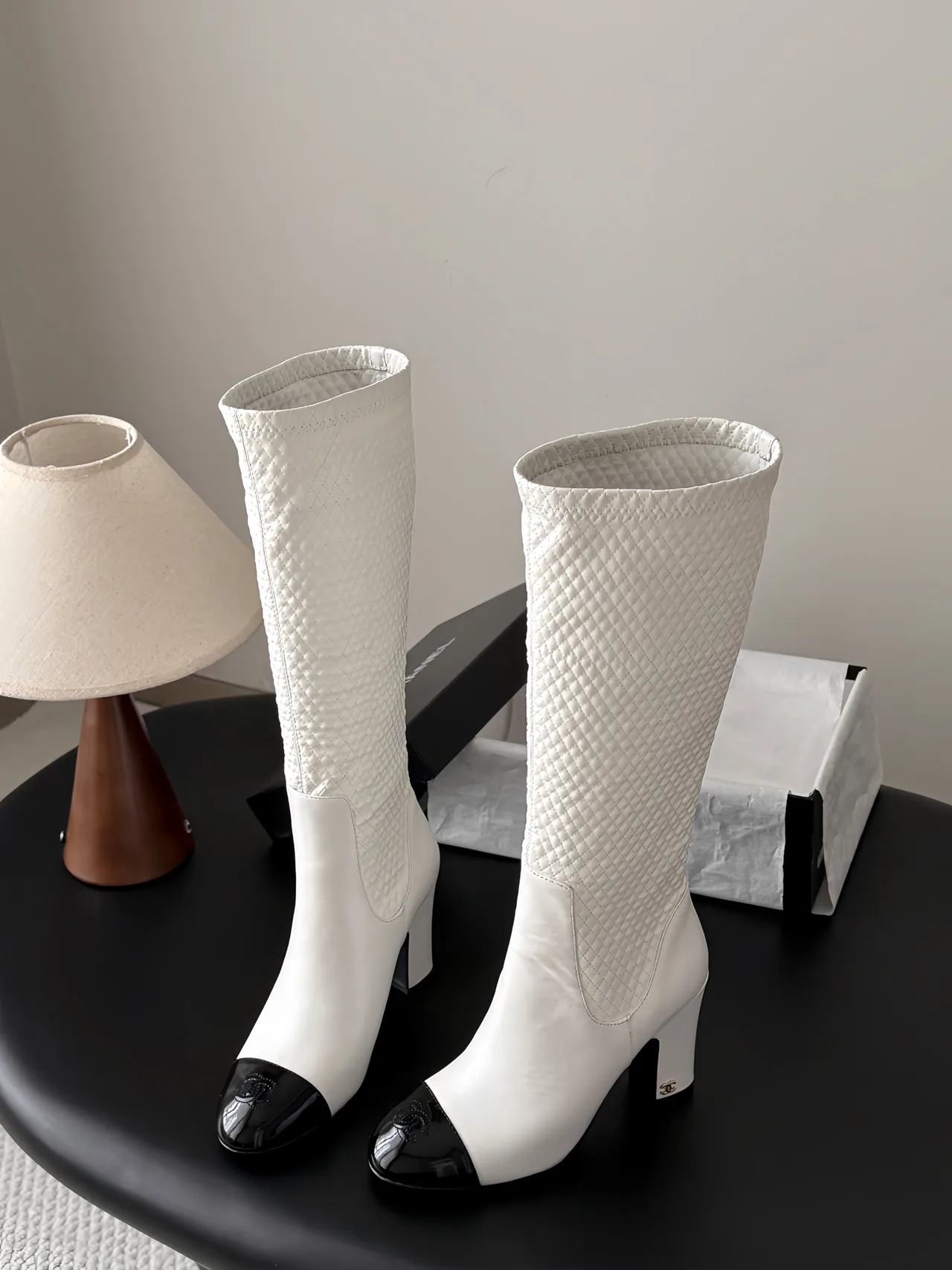Chanel Cowhide Boots in White · view 5