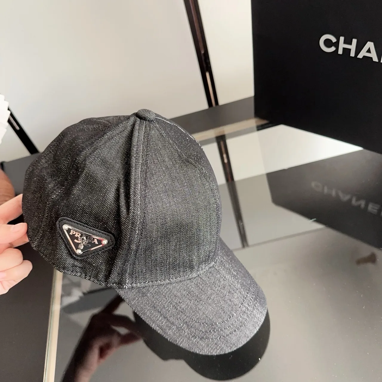 Prada Baseball Cap in Grey · view 6