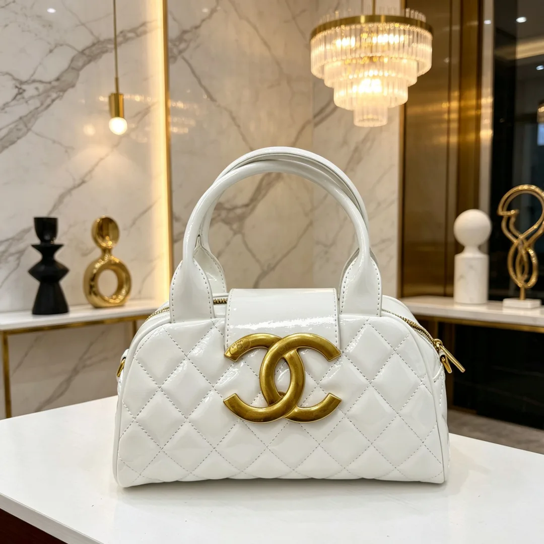 Chanel Large CC Top Handle Bag in Black / Beige / White / Brown / Red / Pink · view 3