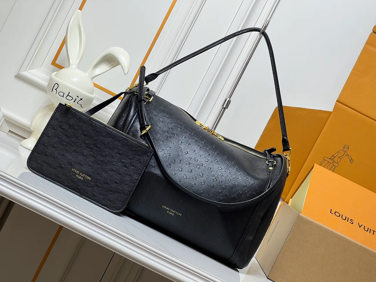 Louis Vuitton Cowhide Canvas Glossy Express Handbag with Pouch in Black · view 2
