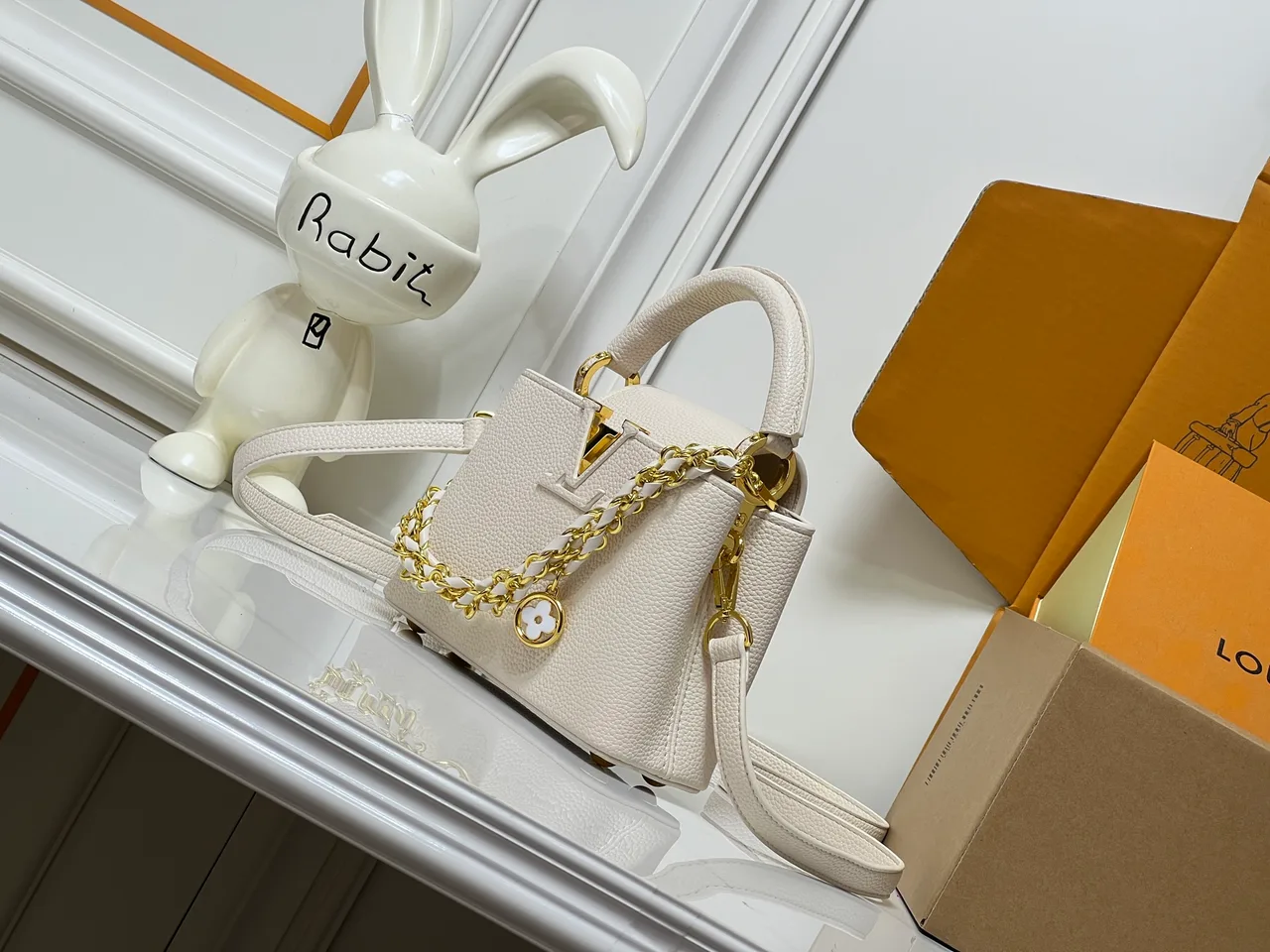 Louis Vuitton Cowhide Top-Handle Bag in White · view 3