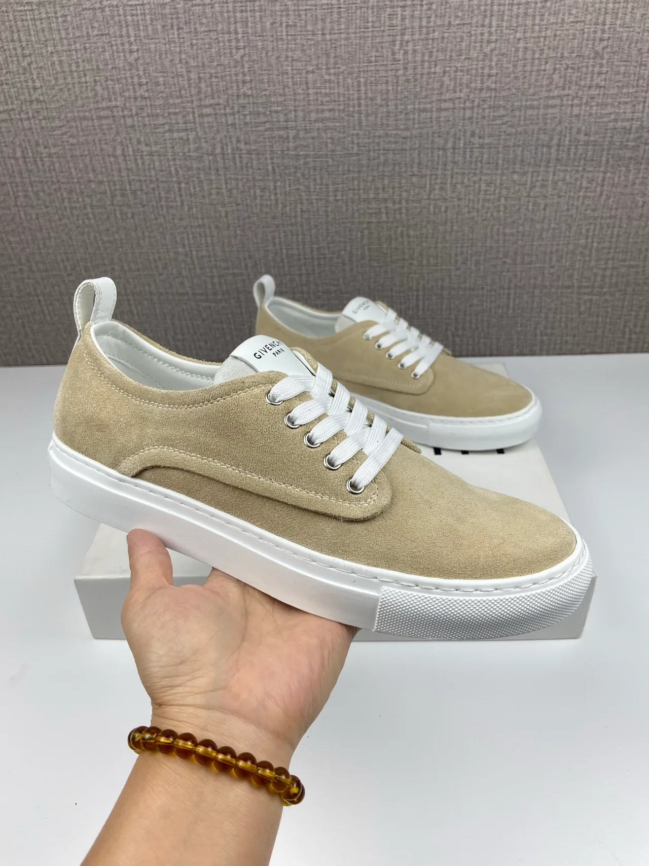 Givenchy Cowhide New City Sneakers in Beige · view 2