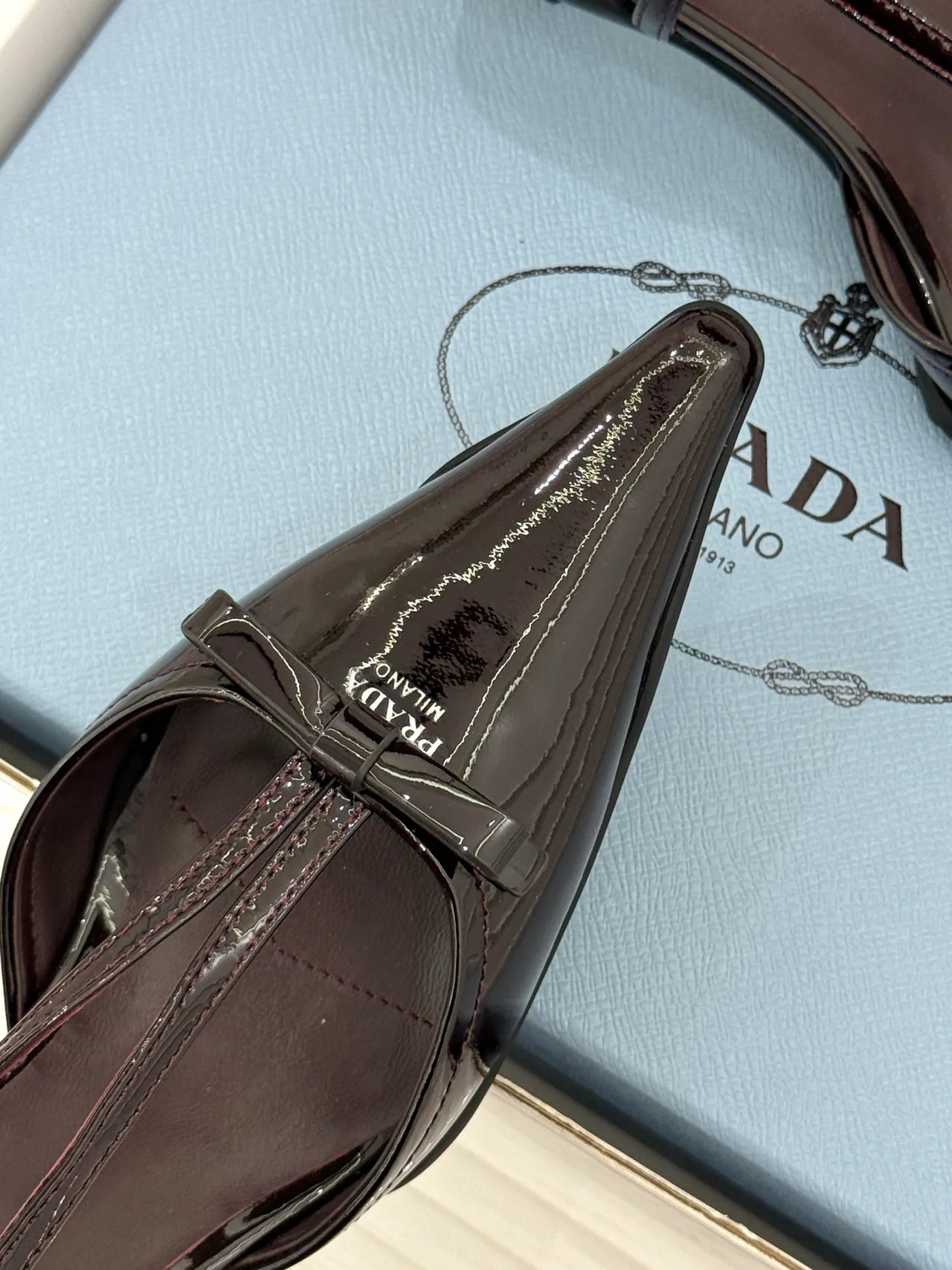 Prada Lambskin Pointed Slingback Pumps in Black · view 7