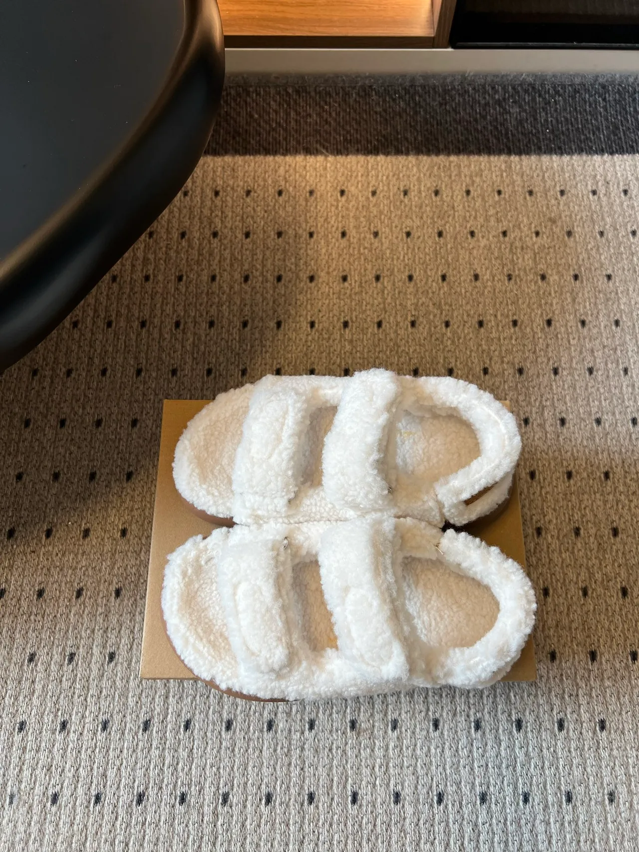 Moon Boot Fleece Platform Slippers in Cream · view 5