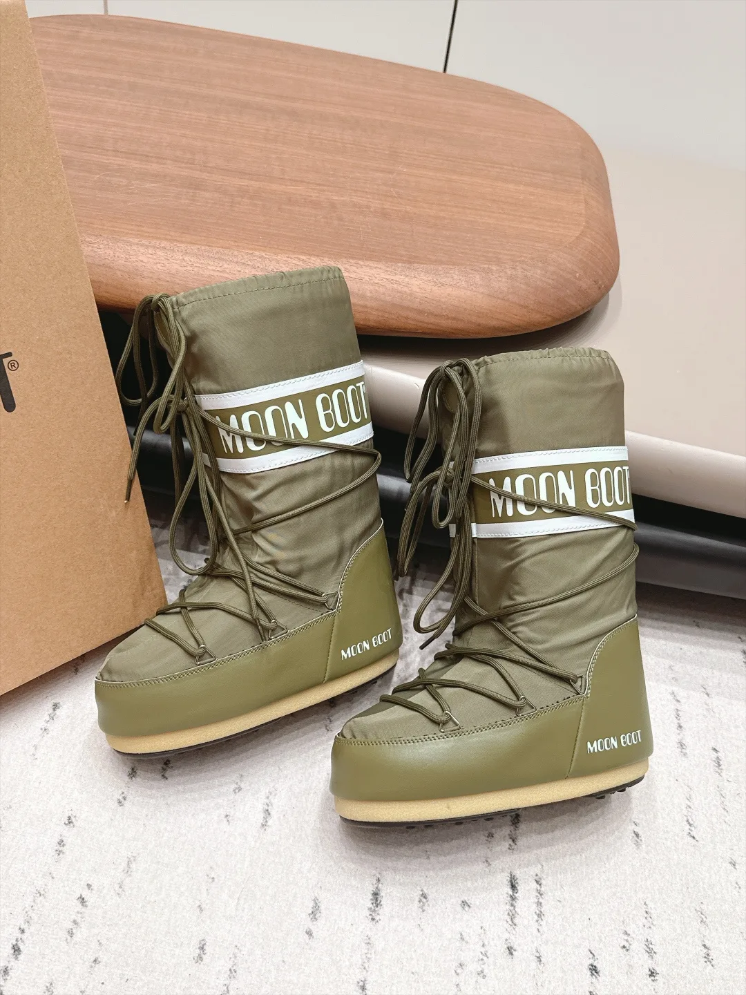 Moon Boot Quilted Boots in Green · view 4