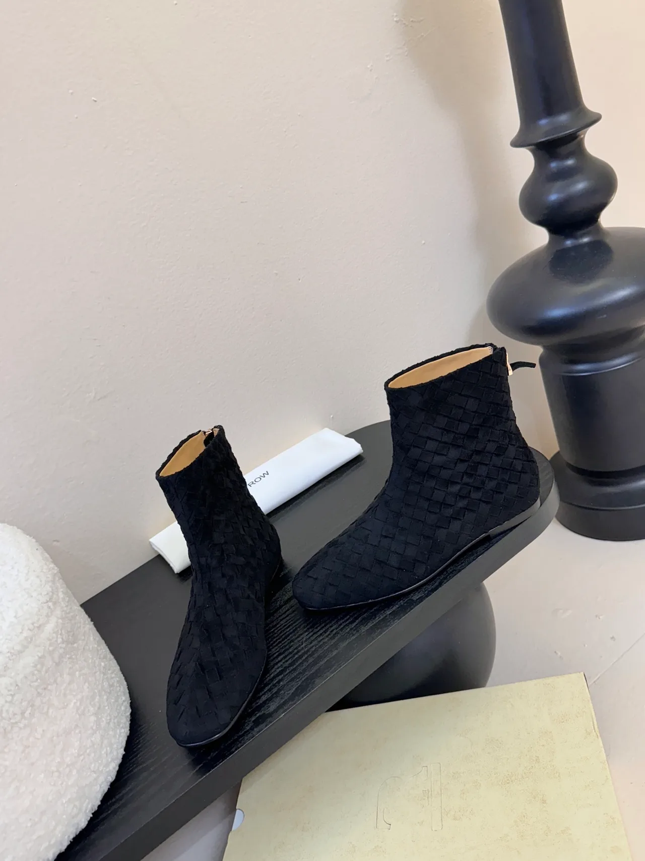 Quilted Woven Ankle Boots in Black · view 3