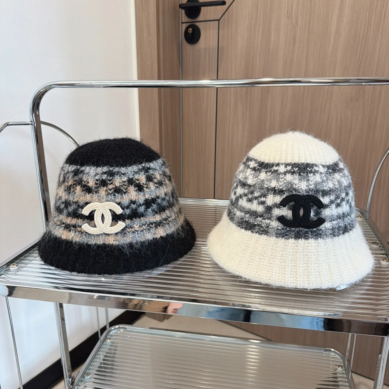 Chanel Pattern knit bucket hat in Red & Beige & White & Black & Brown · view 7