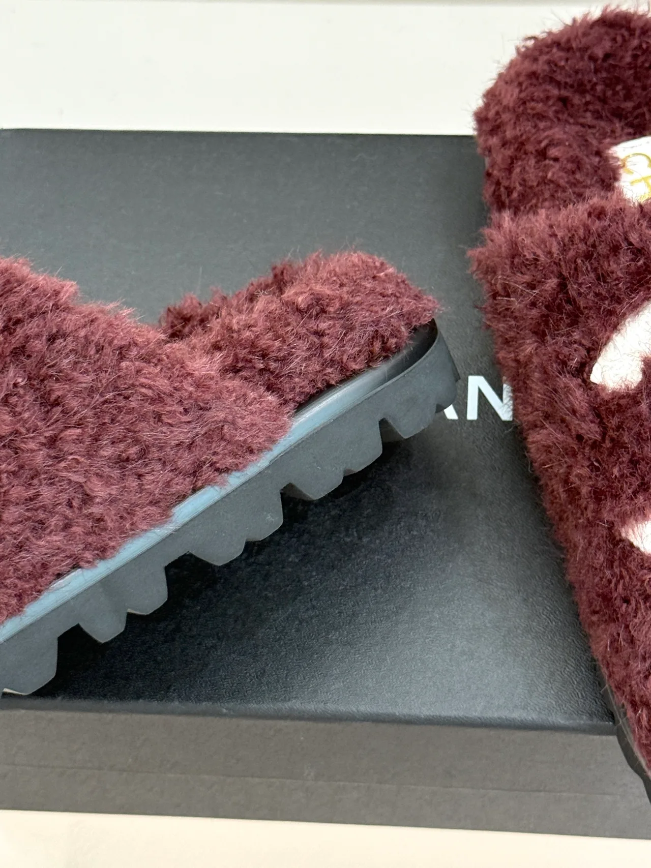 Chanel Denim Slippers in Burgundy · view 6