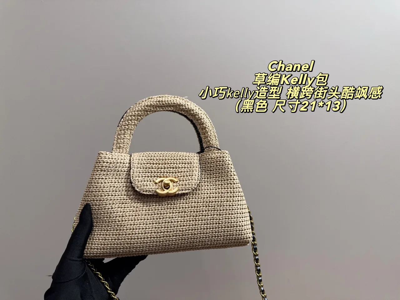 Chanel Woven Kelly Bag in Beige · view 2
