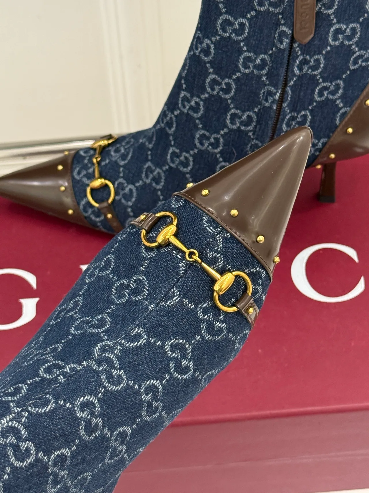 Gucci Sheepskin Canvas Ankle Boots in Blue · view 8