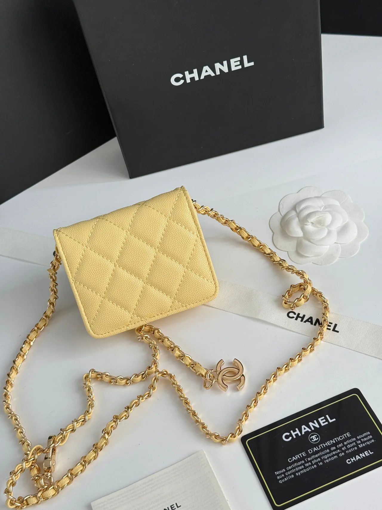 Chanel Quilted Wallet in Yellow · view 3