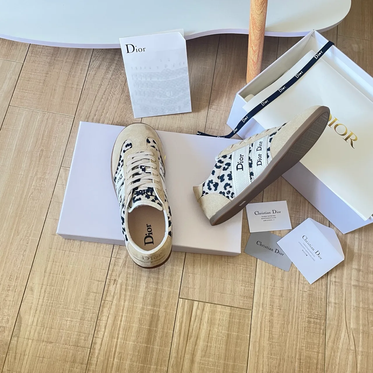 Dior Leather Sneakers in Beige · view 5