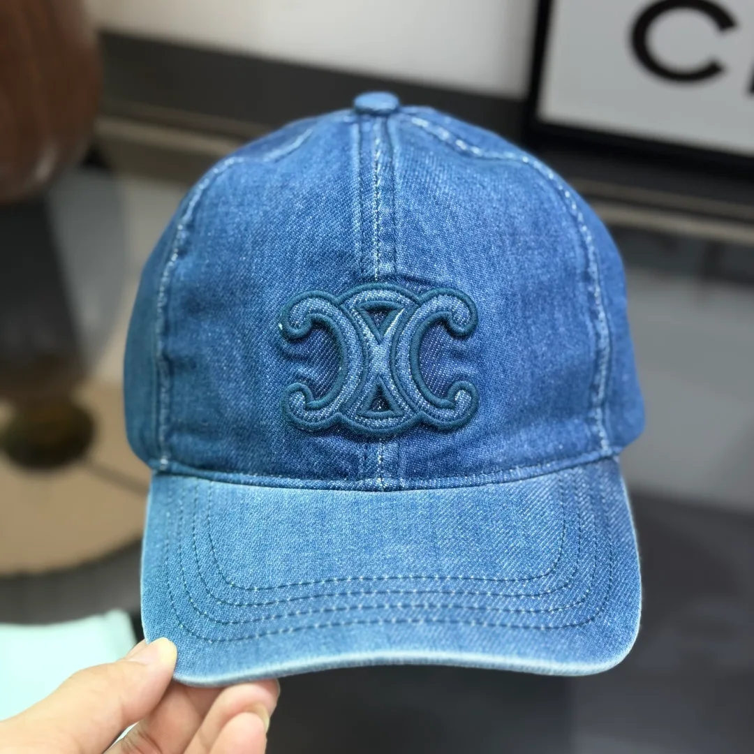 Celine Denim Baseball Cap in Blue & Grey · view 5