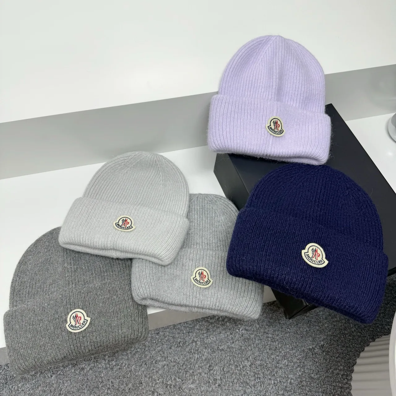 Moncler Beanie in Grey & Purple & Yellow & White & Blue & Pink & Green & Beige & Brown & Red & Black & Burgundy · view 1