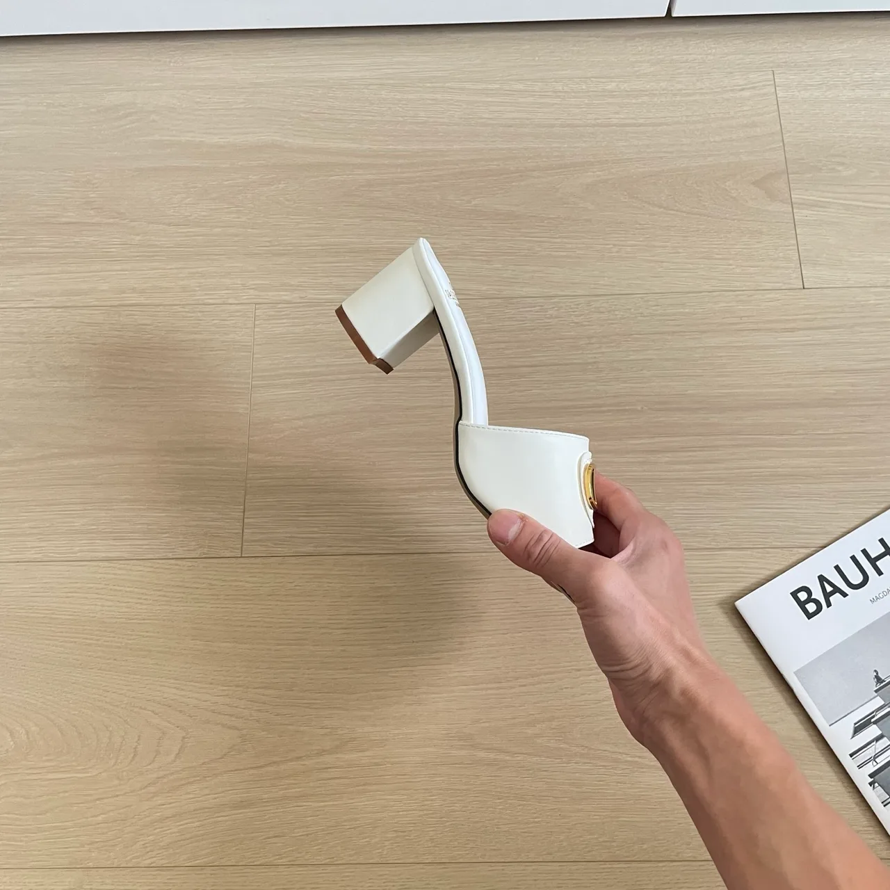 Valentino Sheepskin Smooth Square-Toe Mules in White · view 8