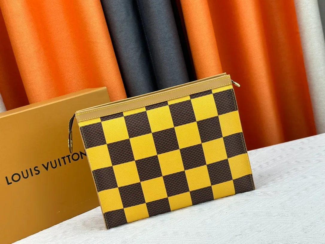 Louis Vuitton Canvas Check Clutch in Yellow · view 3