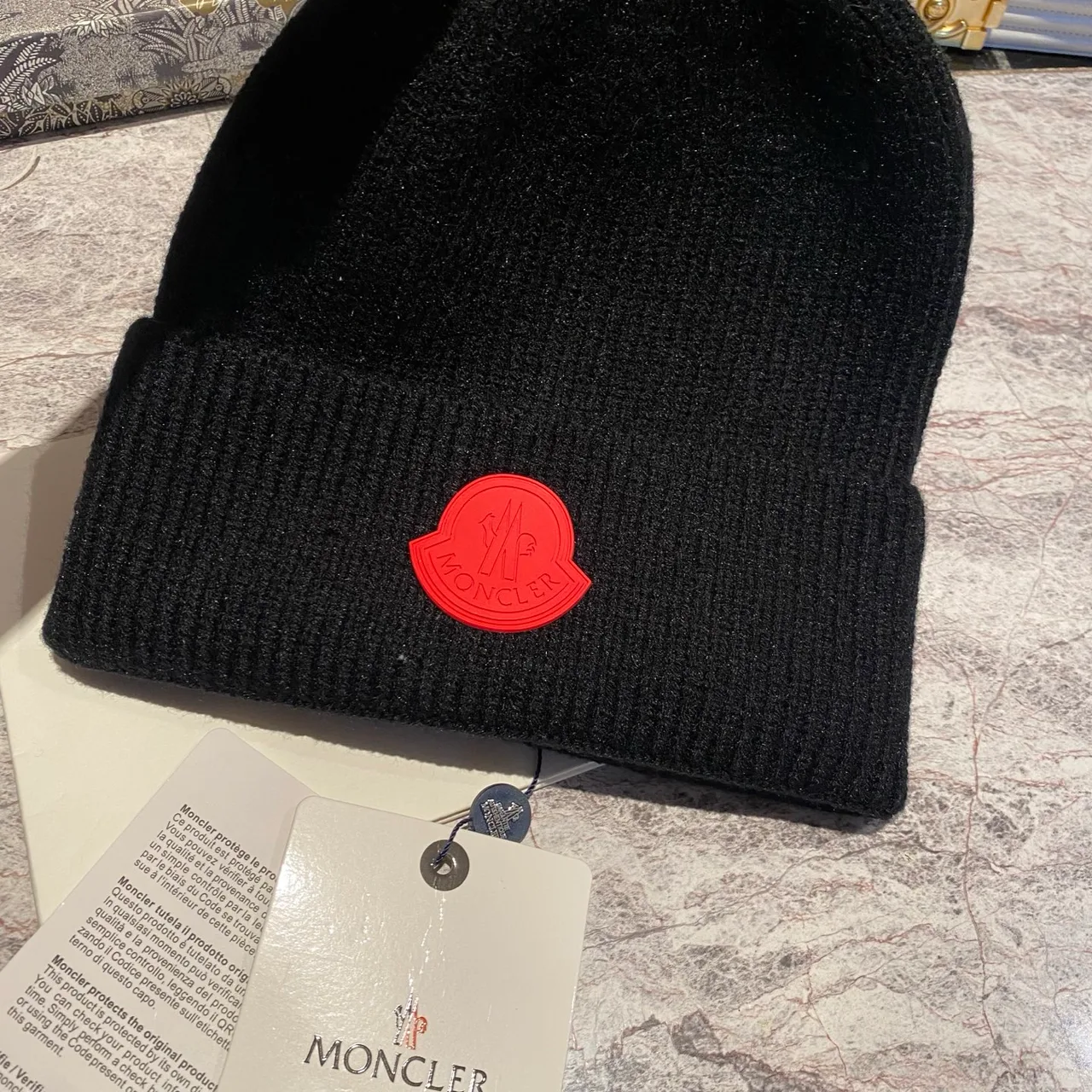 Moncler Beanie in Red & White & Black · view 6
