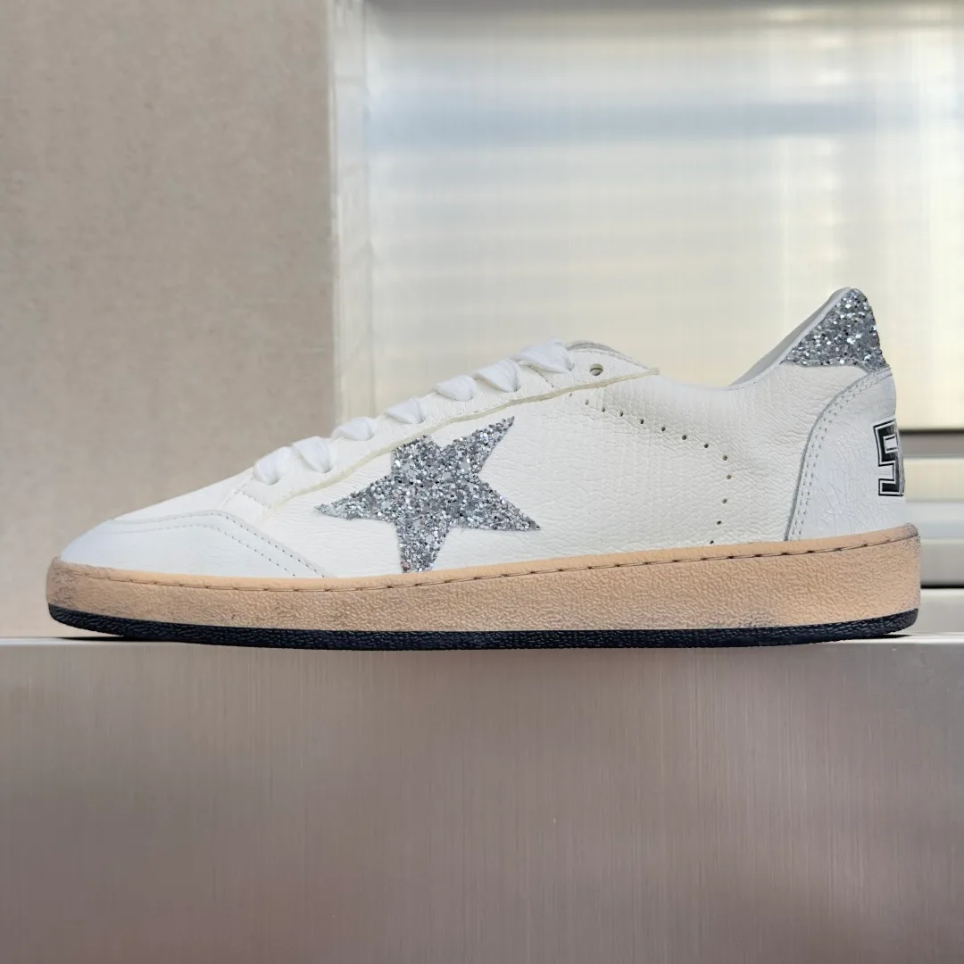 Golden Goose Cowhide Ball Star Sneakers in White · view 2