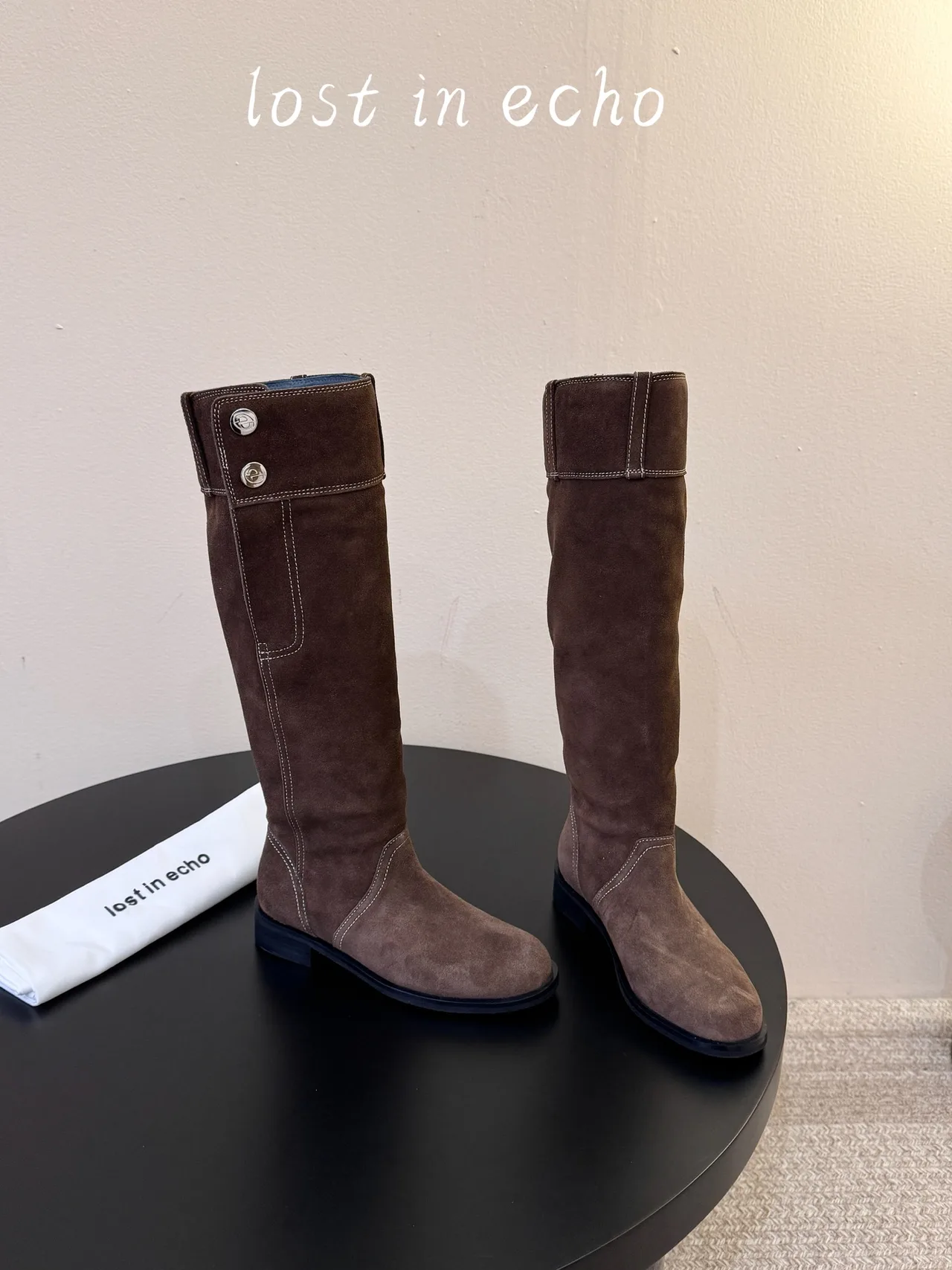 Lost in Echo Suede-Look Knee-High Boots in Brown · view 4