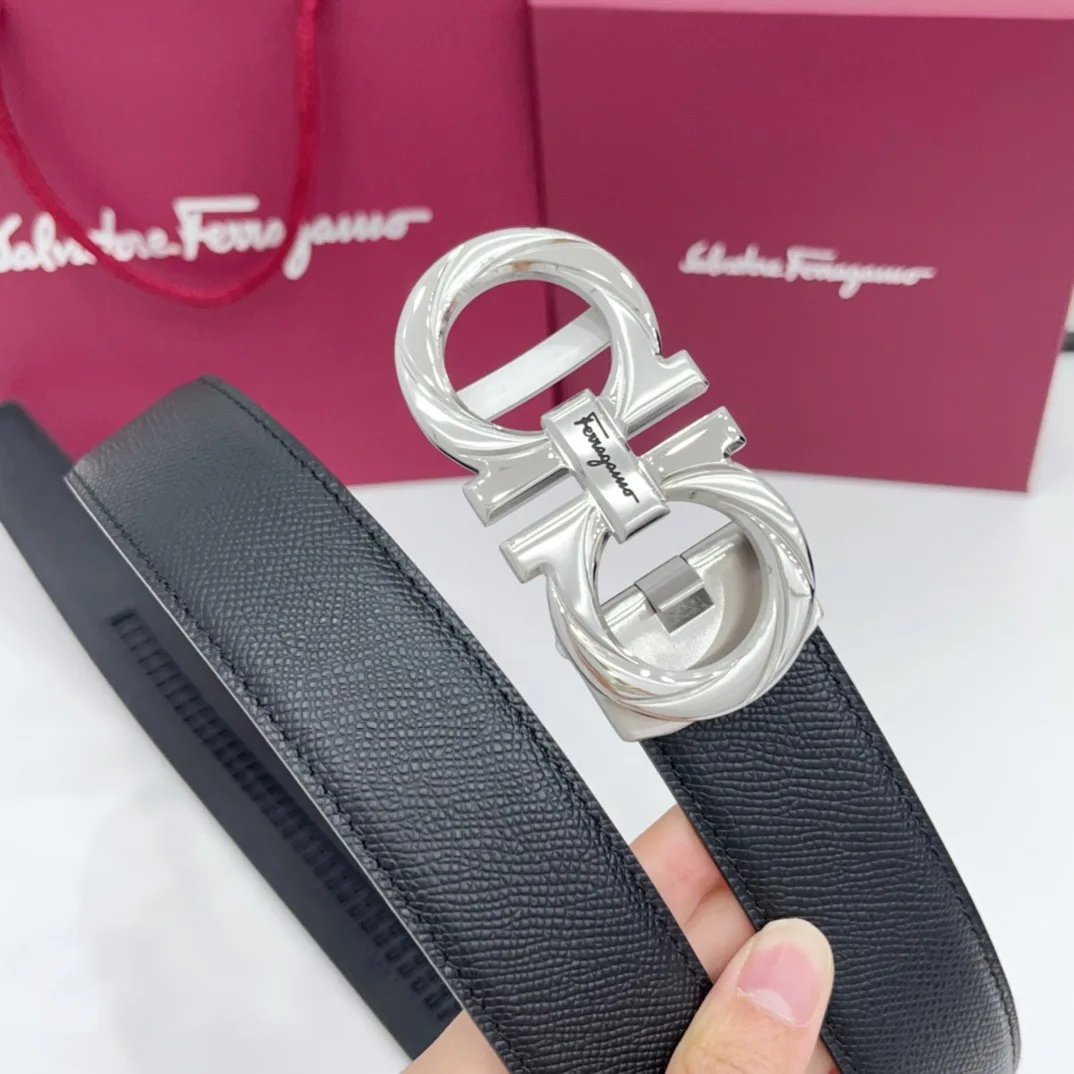 Ferragamo Calfskin Belt in Black · view 5