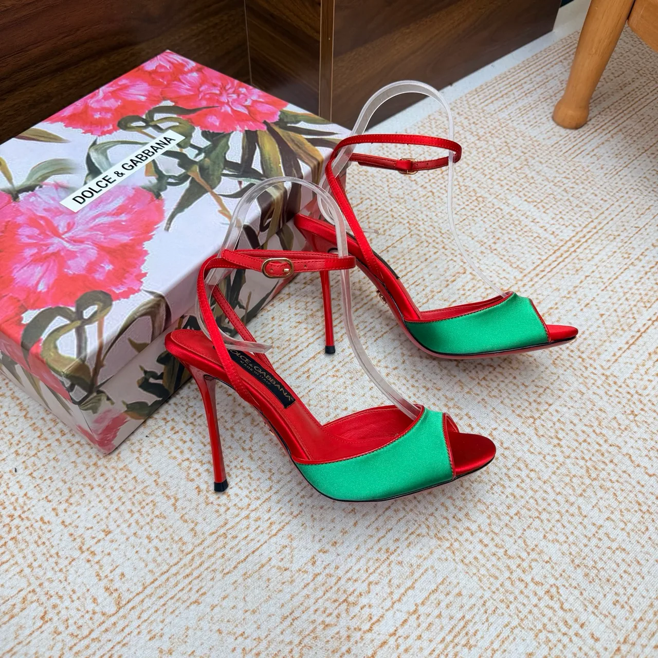 Dolce & Gabbana Two-Tone Heel Sandals in Green · view 7