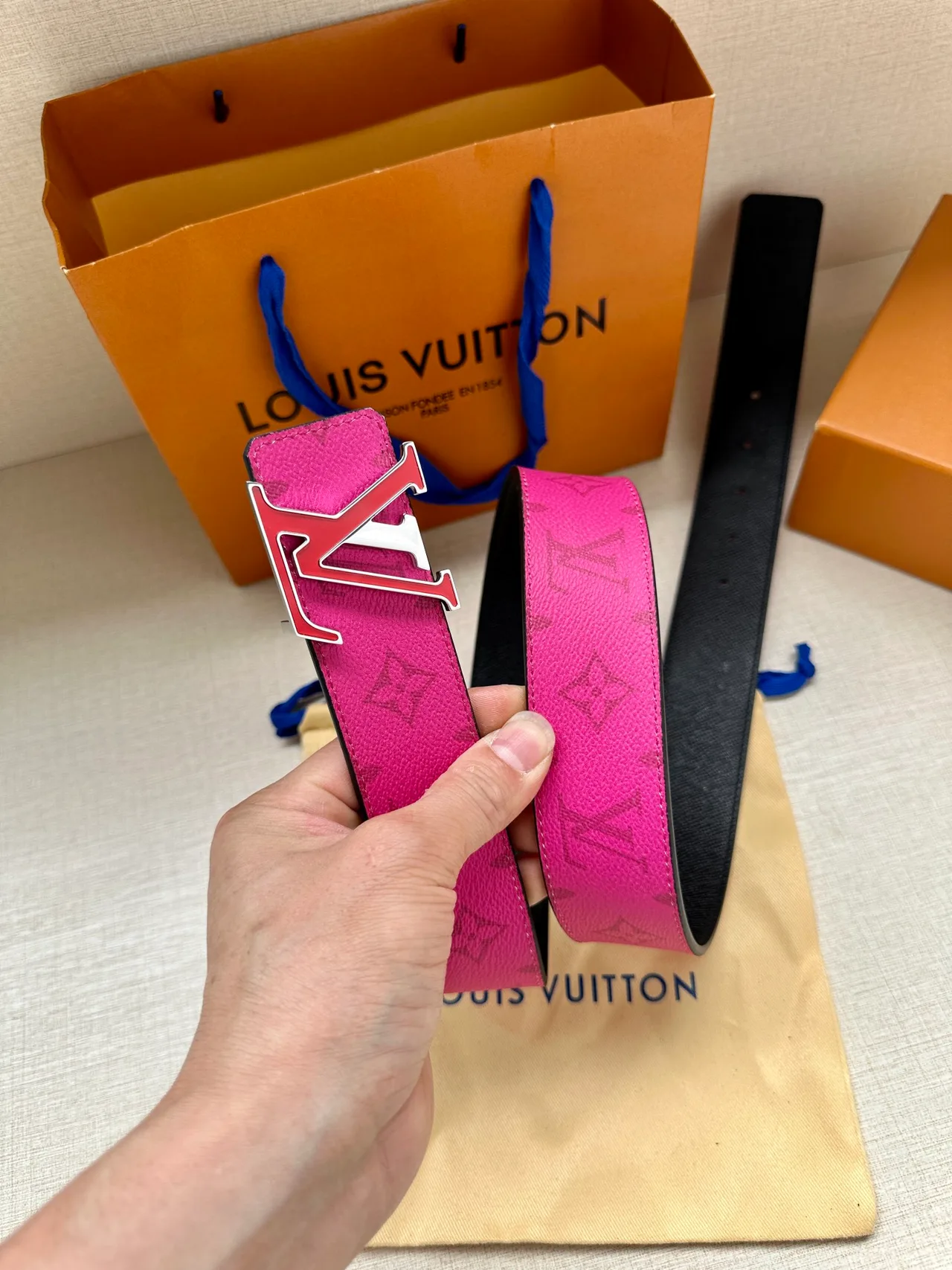 Louis Vuitton Canvas Belt in Pink · view 5