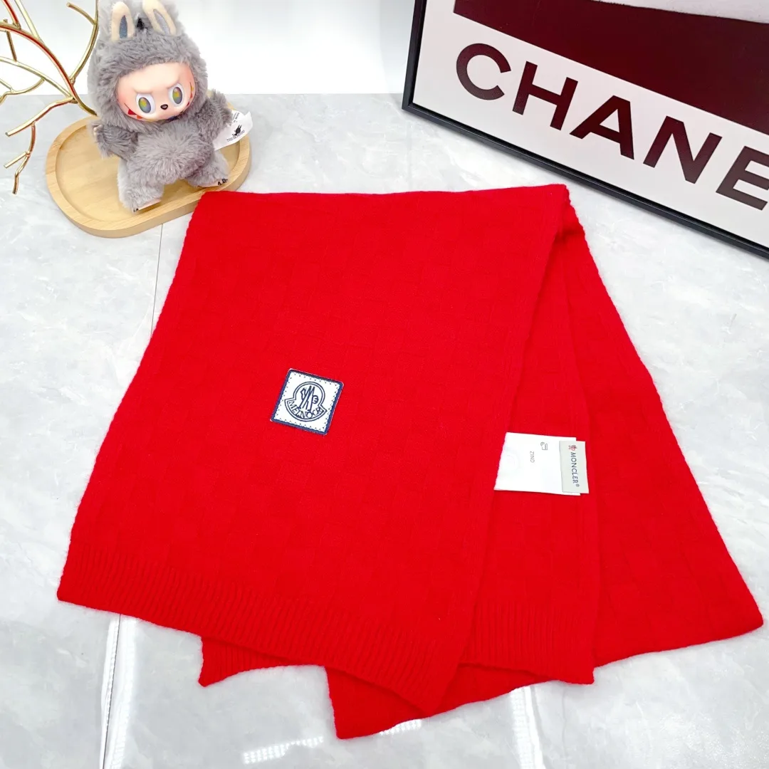 Moncler Wool Beanie, Scarf and Gloves Set in Red · view 8