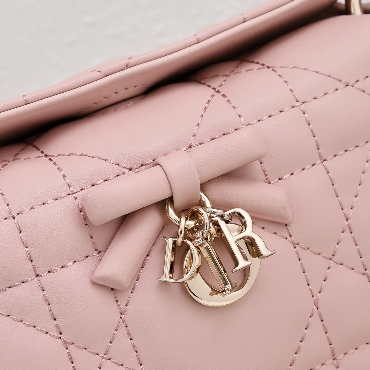 Dior Sheepskin Quilted Top-Handle Bag in Pink · view 4