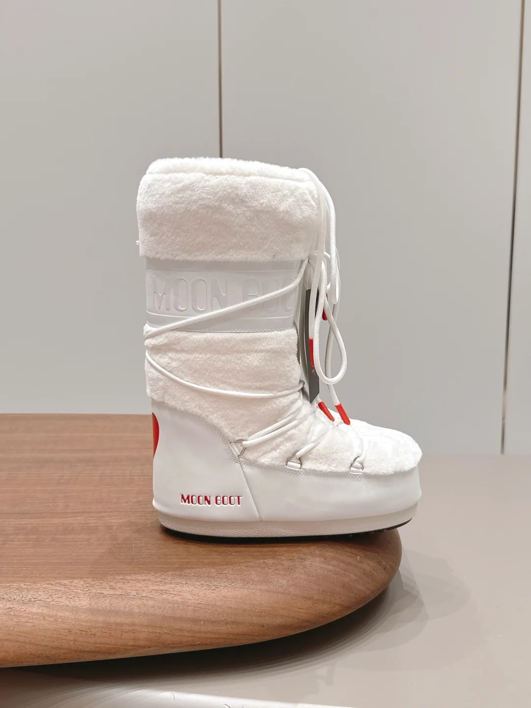 Moon Boot Heart Plush Snow Boots in White · view 5