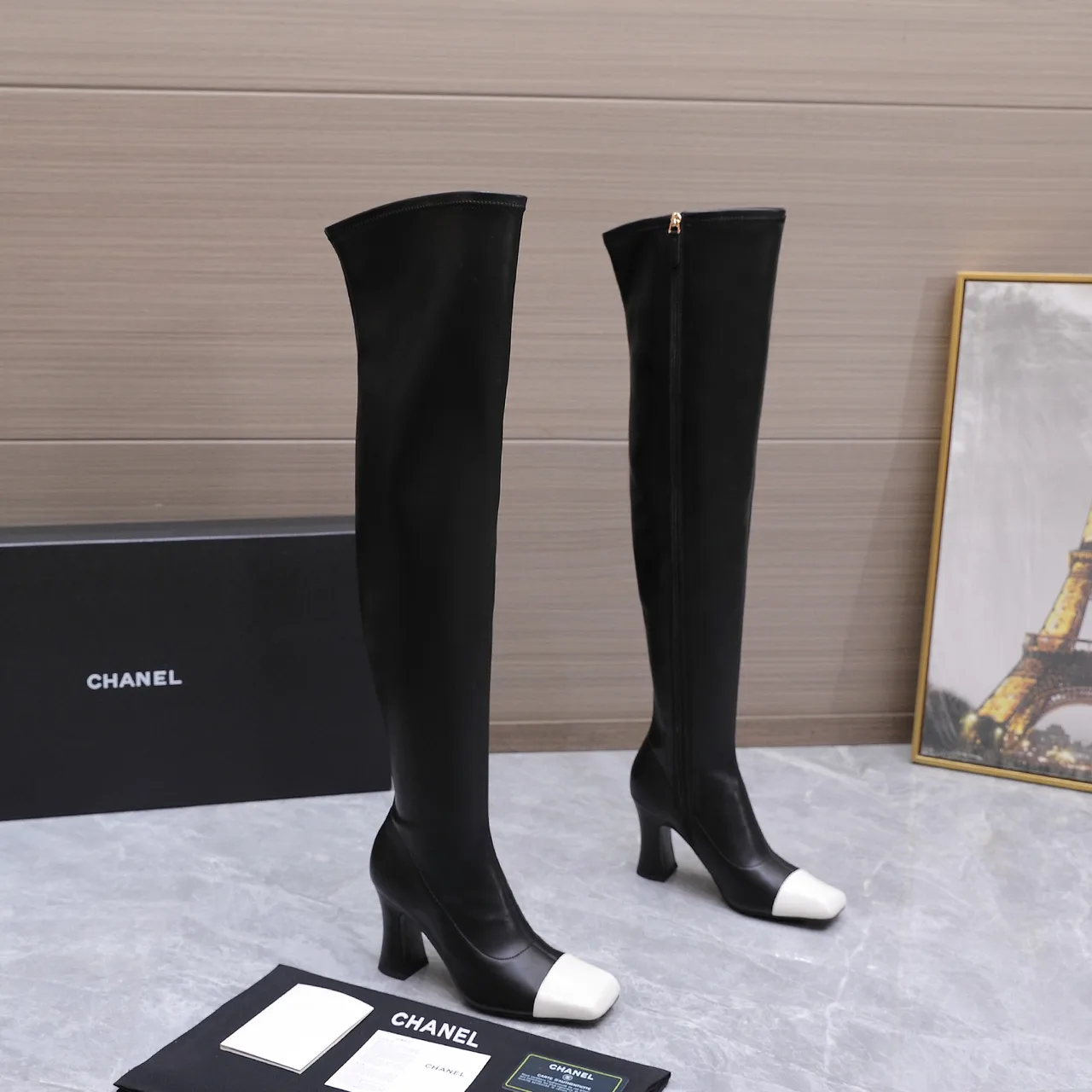 Chanel Cowhide Boots in Black · view 5