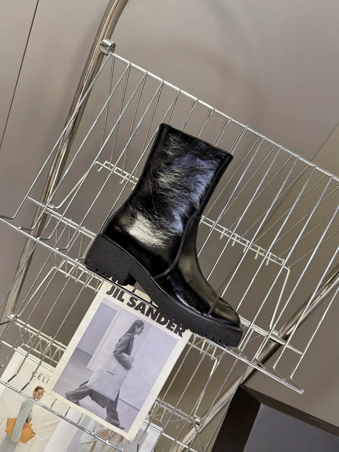 Chanel Cowhide Patent Leather Glossy Round-Toe Ankle Boots in Black · view 7