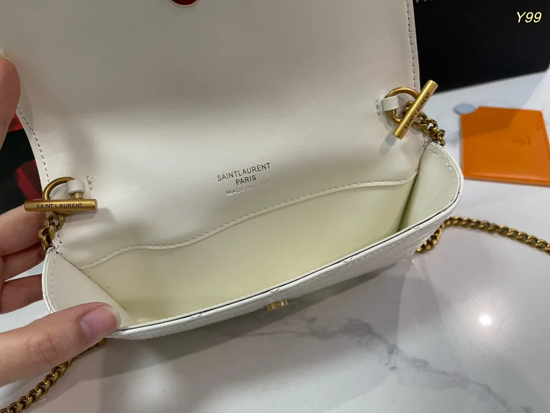 Saint Laurent Sheepskin Chain Wallet in White · view 9