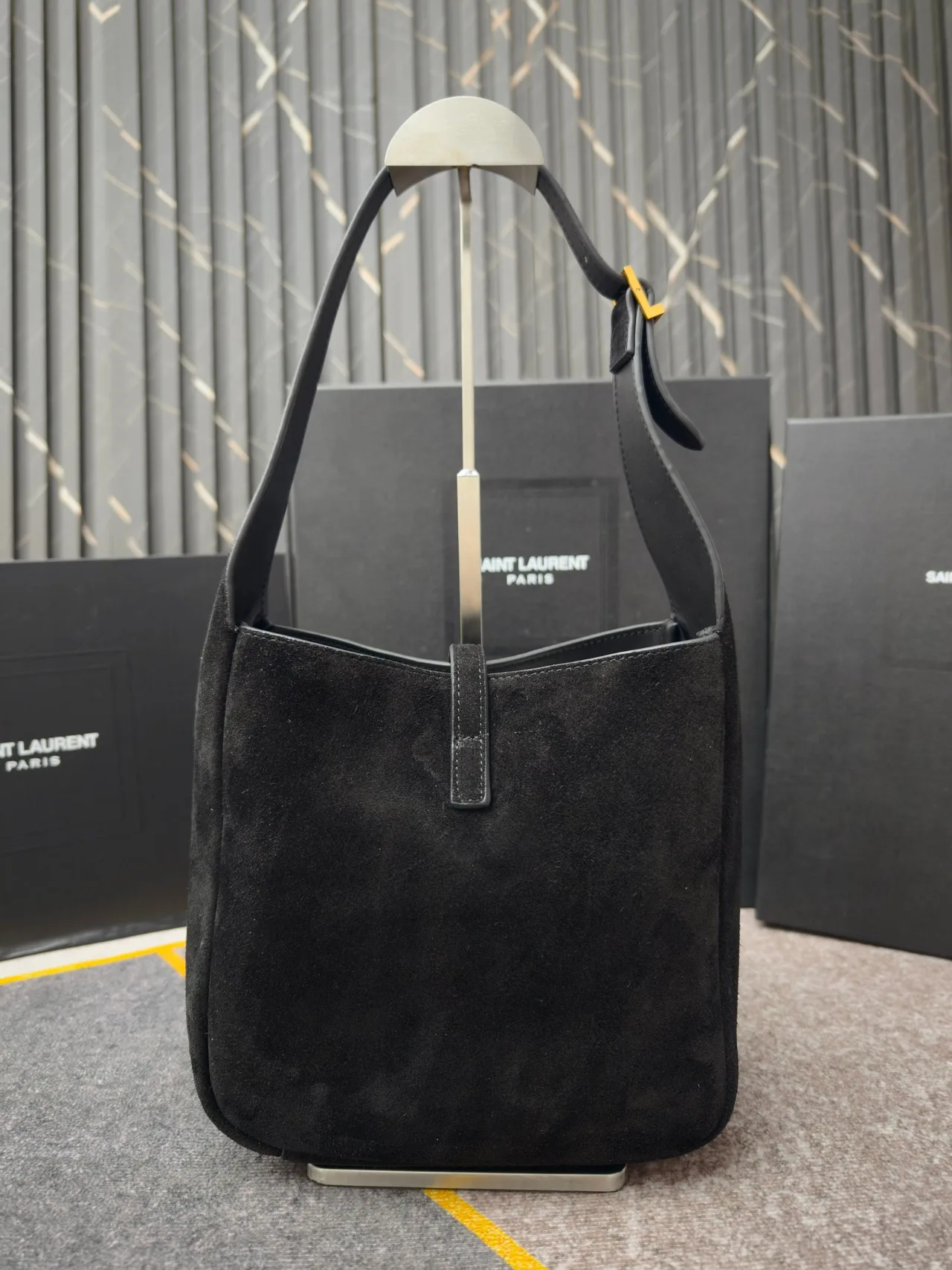 Saint Laurent Suede Hobo Bag in Black · view 3
