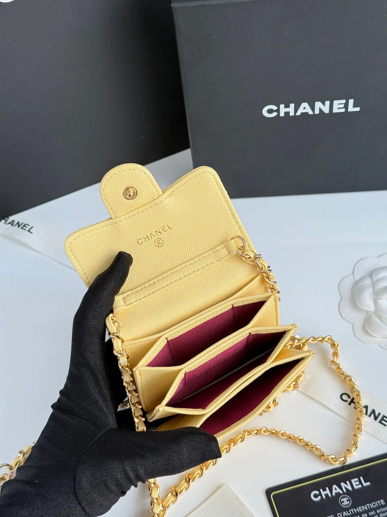 Chanel Quilted Wallet in Yellow · view 8