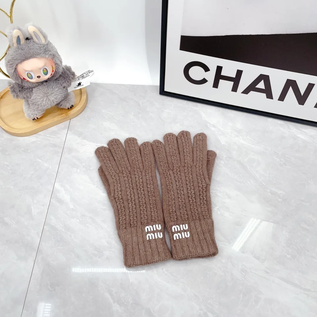 Miu Miu Wool Embroidered Hat Scarf and Gloves Set in Brown · view 7