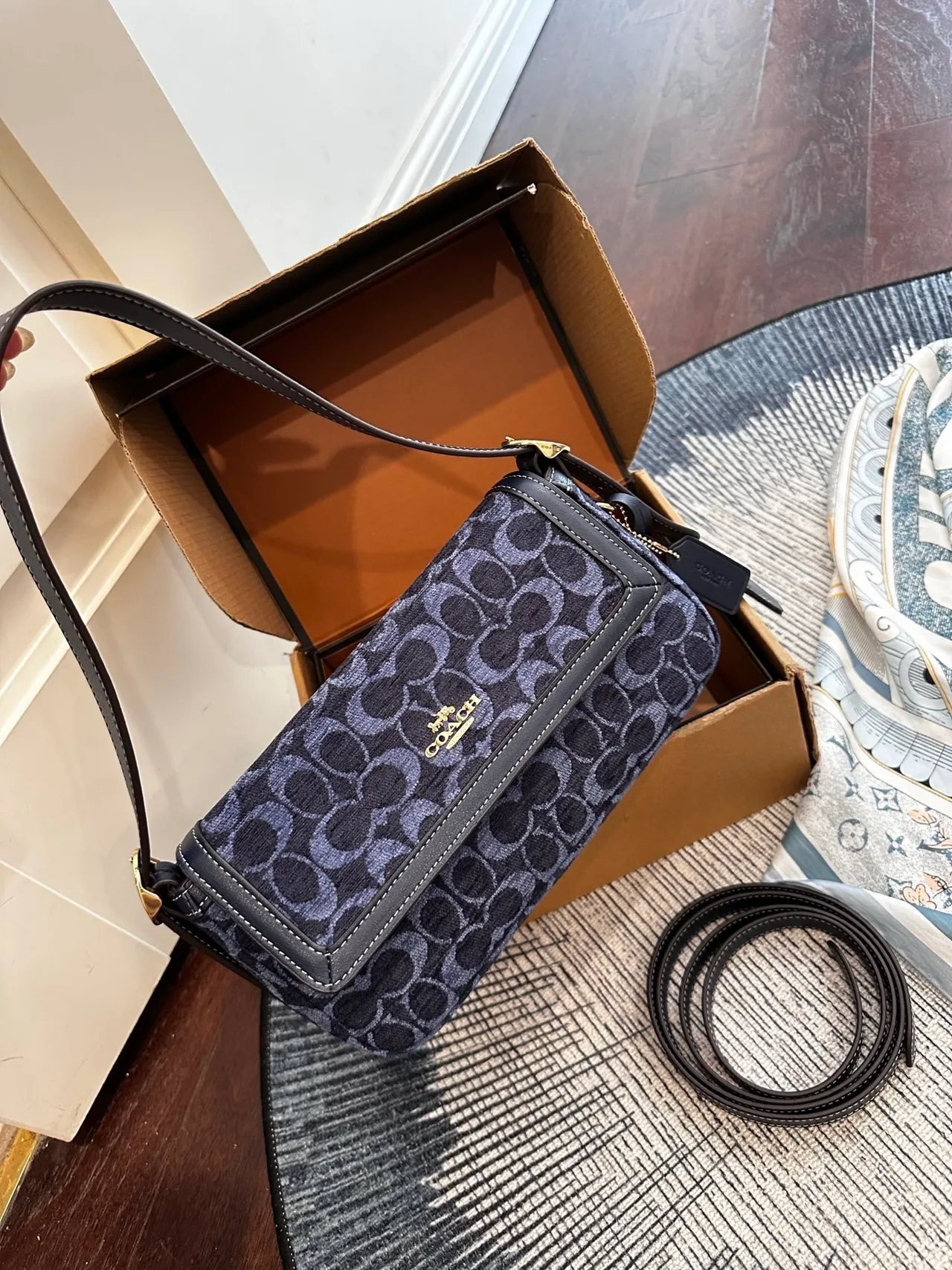 Coach Canvas Suede-Look Crossbody Bag in Blue · view 1