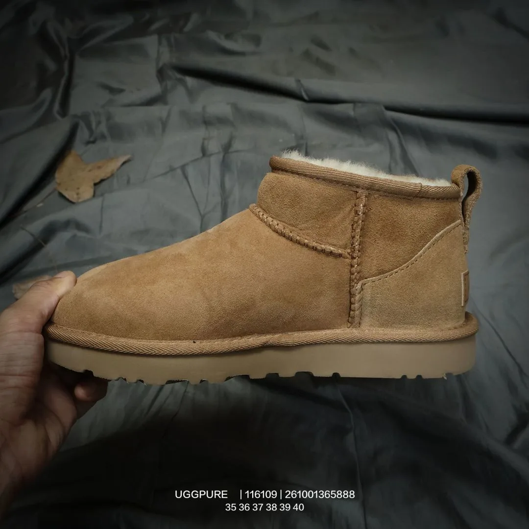 UGG Wool Suede-Look Round-Toe Ankle Boots in Brown · view 3