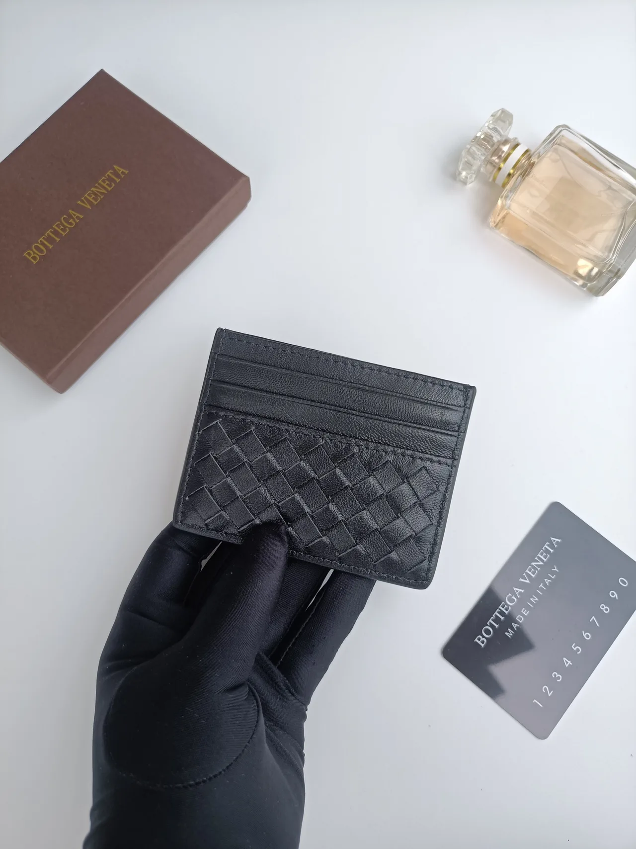 Bottega Veneta Woven Cardholder in Black · view 4