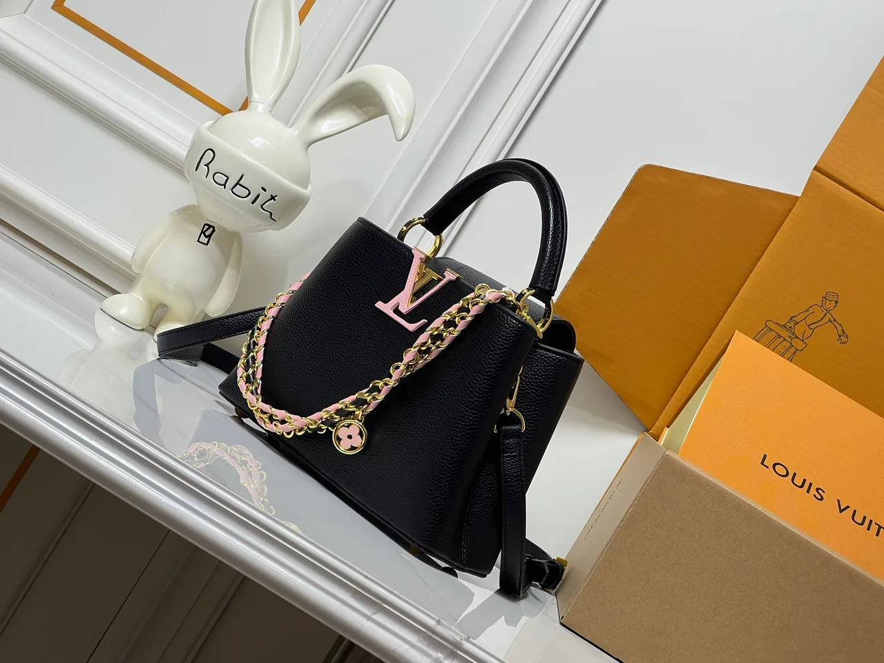 Louis Vuitton Cowhide Top-Handle Bag in Black · view 3